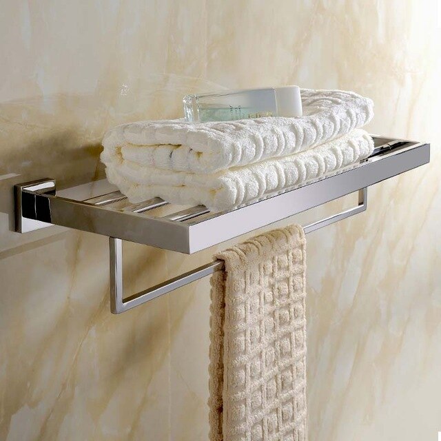 SUS 304 Stainless Steel Bathroom Accessories Set Robe Hook Towel Bar And Mirror Polished Toilet Paper Holder Clothes