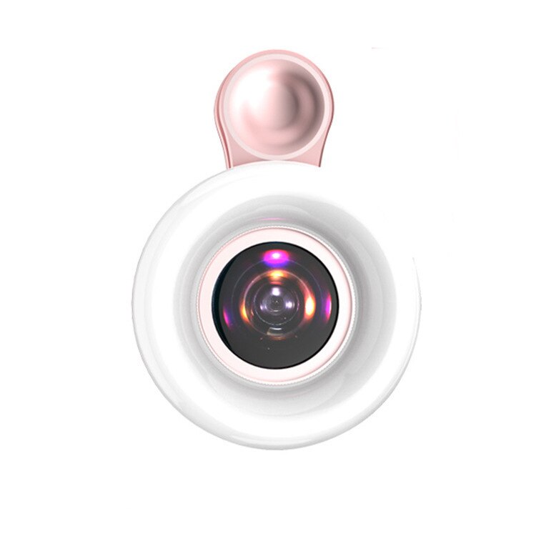 Draagbare Selfie Led Ring Flash Light Voor Wimpers 53 Led Selfie Lamp Lichtgevende Ring Clip 15X Fotografie Telefoon Macro Vullen licht: pink