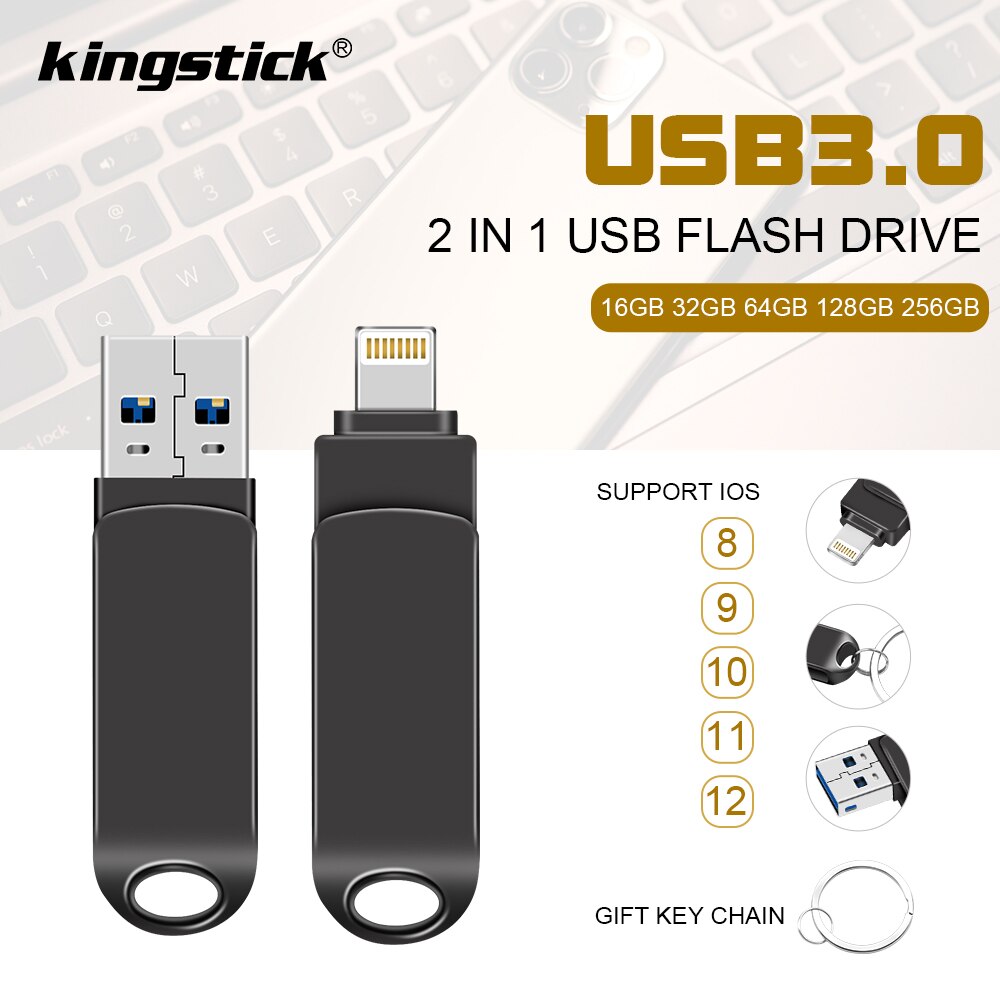 Usb-flashdrev 128gb 256gb memory stick eksternt lager til iphone 2 i 1 photo stick usb 3.0- tommelfinger-kompatibelt iphone ipad