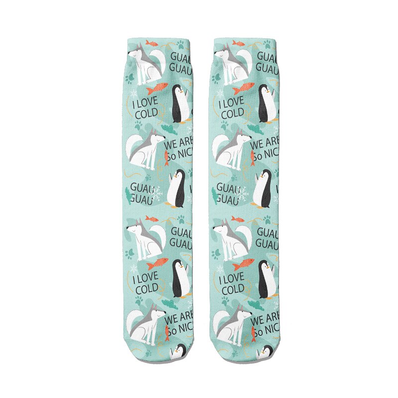 Calzini in cotone pinguino con stampa 3d di moda per donna calzini casuale unisex con pinguino alla caviglia calzini in cotone Kawaii carino autunno primavera: style4