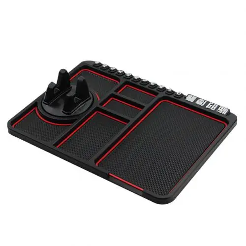 Alfombrilla antideslizante multifuncional para coche, soporte para teléfono automático, antideslizante, pegajosa, antideslizante, montaje en tablero, almohadilla de silicona para salpicadero, accesorios nuevos: Rojo