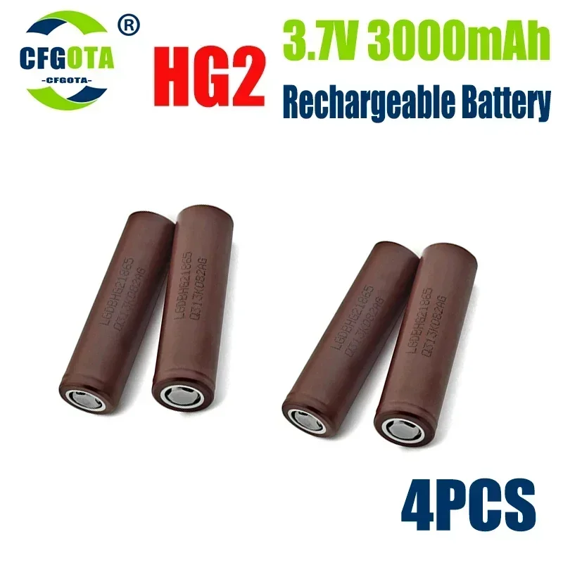 HG2 18650 3000mAh Battery 3.7V 30a High Discharge 18650 Rechargeable Batteries for HG2 18650 Flashlight Tools Battery: Pink