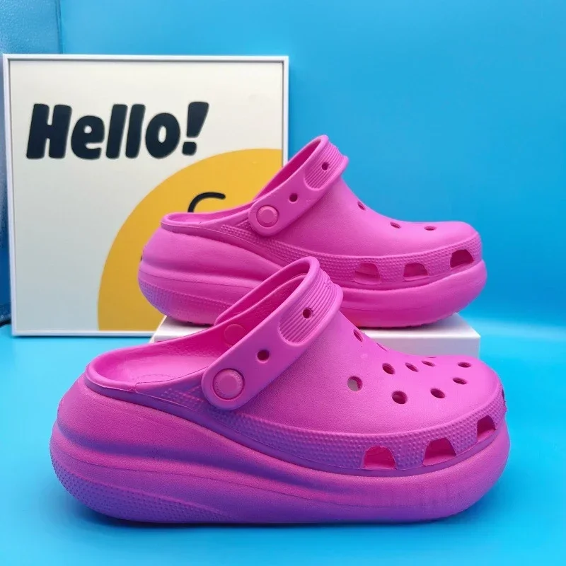 Sandales nuage respirantes à trous bouffants Crss – Chaussures blanches à plateforme toutes saisons pour femmes pour le style de rue/plage