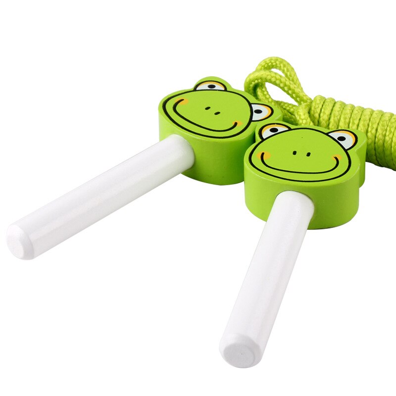 Kids Springtouwen Mooie Cartoon Springtouw Met Houten Handgrepen Gevlochten Wirwar Touw Fitness Sport Springtouwen: Frog upgrade