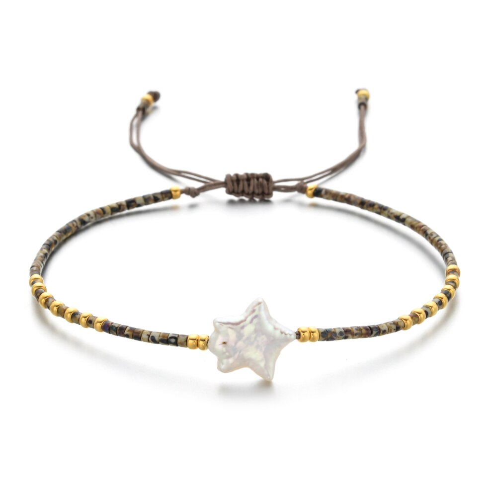 ZMZY Della Boemia di Modo Naturale D'acqua Dolce Bracciali di Perle per le donne Boho Nuovo MIYUKI Perline Fatti A Mano Star Braccialetto Femme Gioielli: F