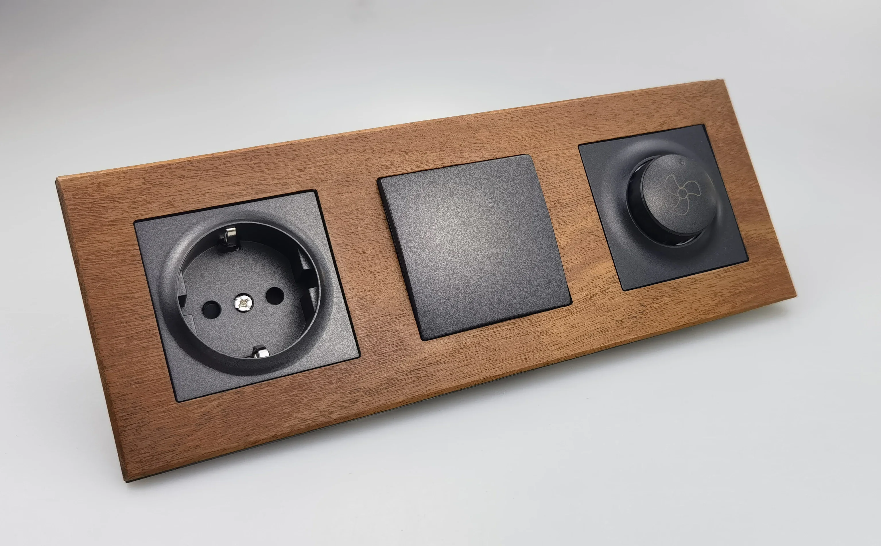 EU Neutral Wood Wall Panels FAN Reset Retro Electric Switch Euro French Power Socket with Type A C USB Fast Outlet TV Data Cat6