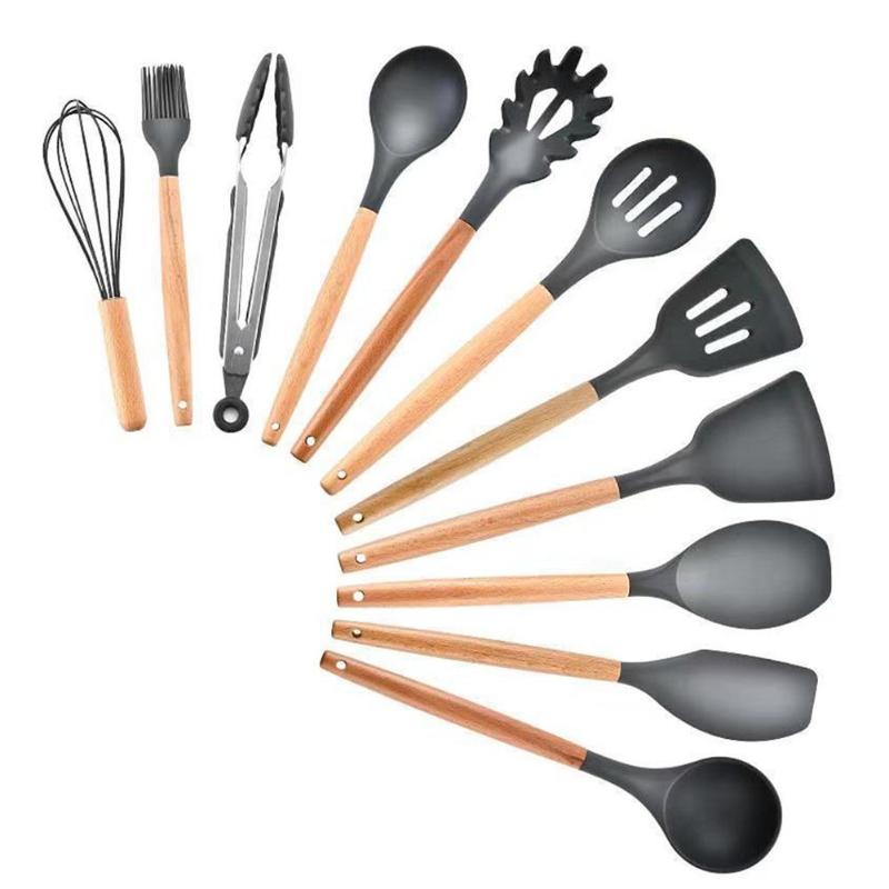 12 stuks siliconen keukengereedschap bakgerei hoge temperatuurbestendigheid anti-aanbaklaag hittebestendig keukengereedschap