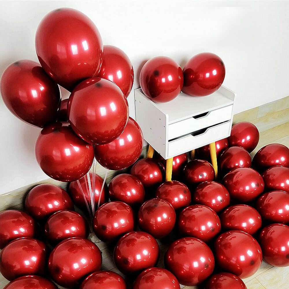 20Pcs 10Inch Dubbele Laag Bordeaux Rood Paars Ballonnen Ruby Rood Hart Helium Globos Bruiloft Decoratie Valentijnsdag dag