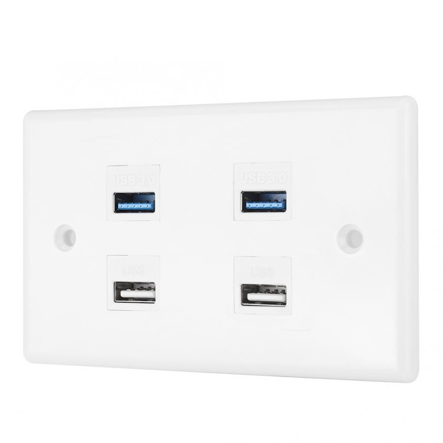 USB Wall Panel 2 USB2.0 + 2 USB3.0 Poort Informatie Panel Muur Plaat voor Home Office Hotel USB Plaat Panel