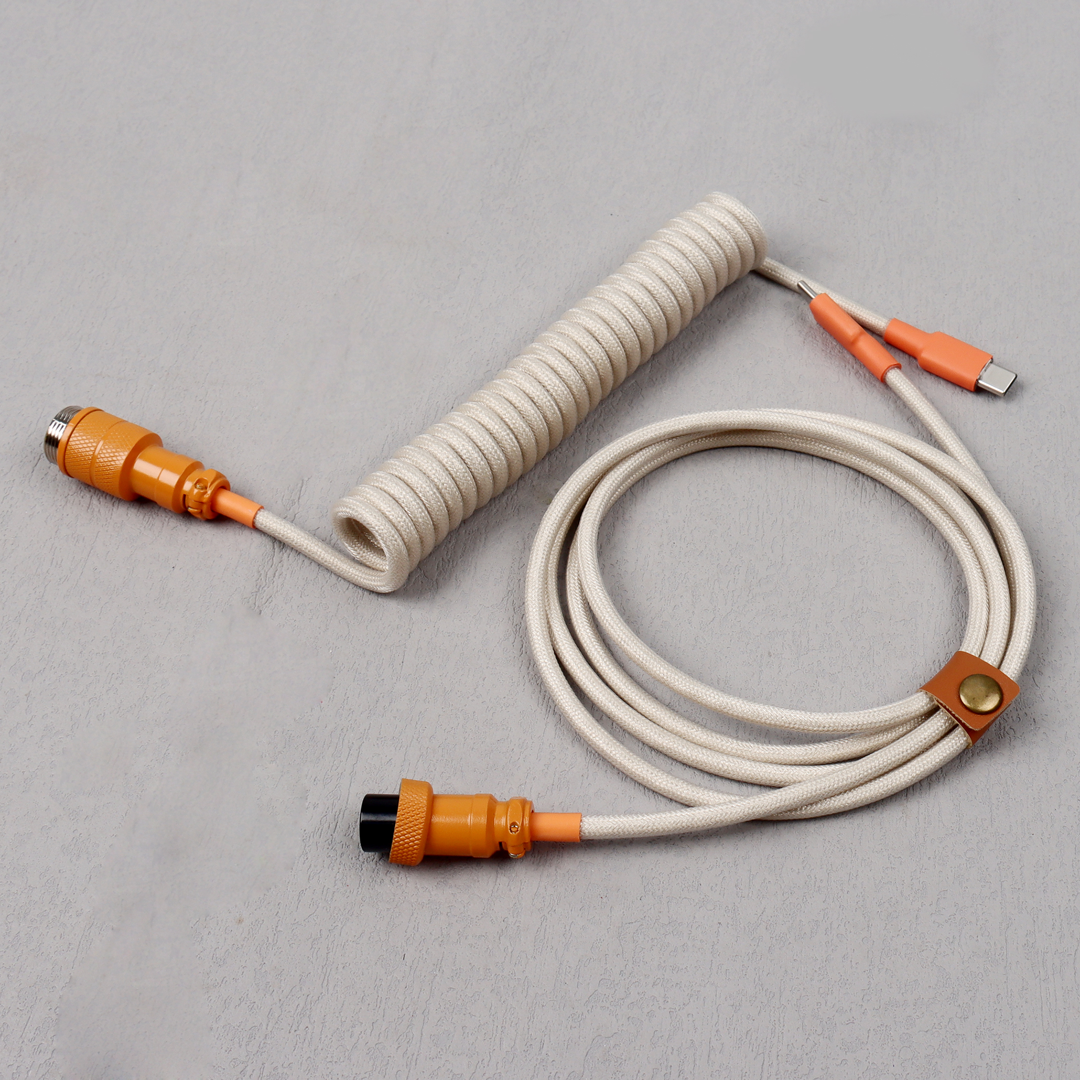 Cable en espiral estilo C a C, teclado mecánico tipo C, Cable de datos Usb C, conector de aviación para ordenador de escritorio de aviador GX16: Rosa