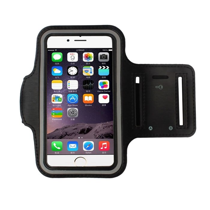 Sport Running Armband Voor Iphone 6 S 6 7 8 Plus X Xs Xr Armband Voor Samsung S7 S9 S8 a50 Arm Band Riem Sporttas Telefoon Case 5.5 Inch: Black