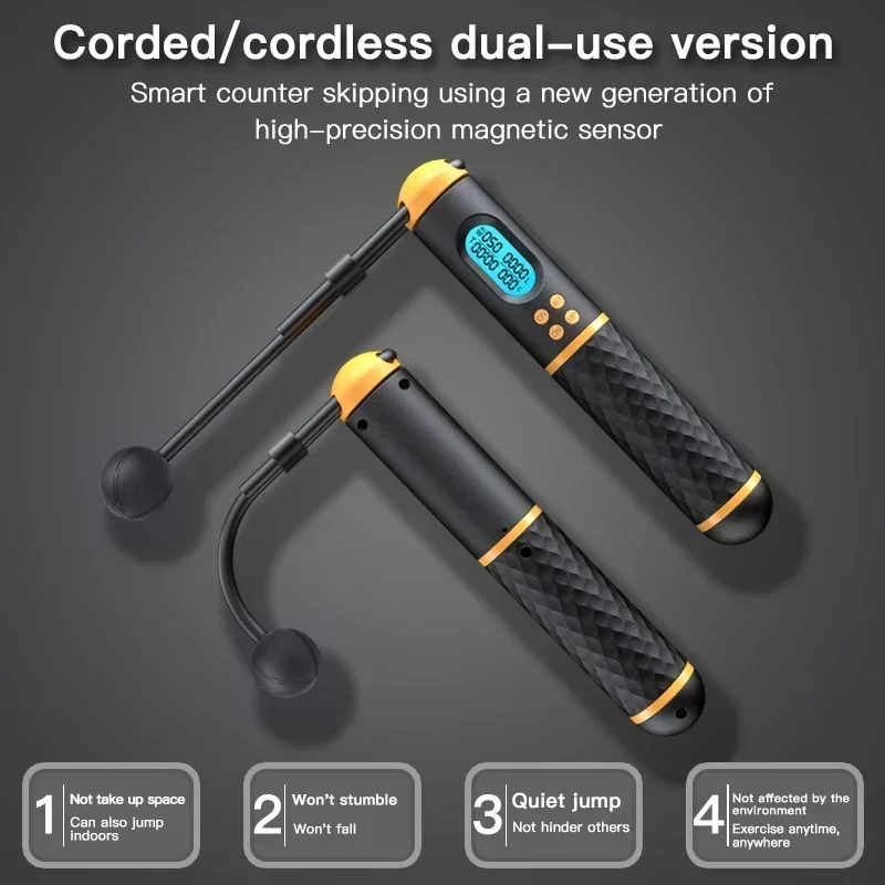 2 In 1 Multifun Skipping Rope With Digital Counter Speed Ball Bearings And Non-slip Handles Jumps And Calorie Count