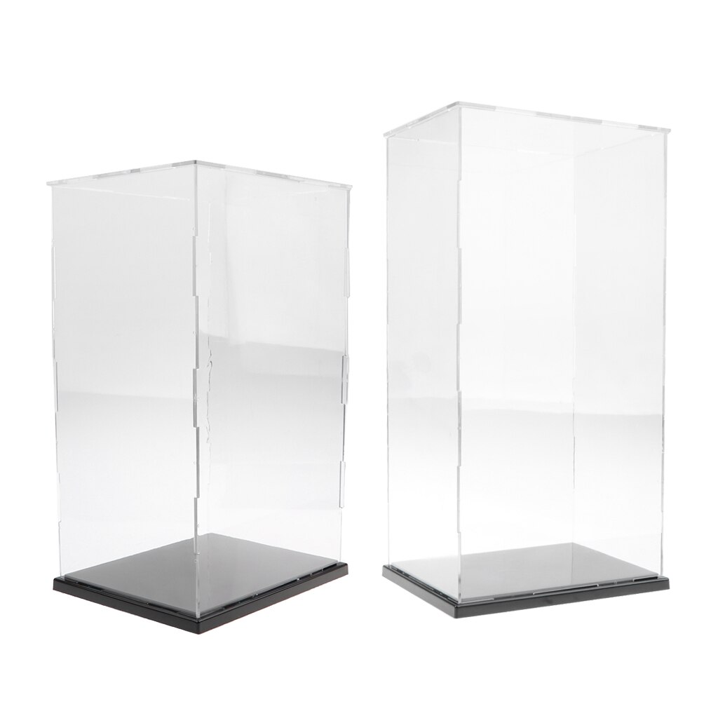 Set Van 2, Grote Clear Vitrine Met Balck Base 19X15X37Cm 19x15x31cm