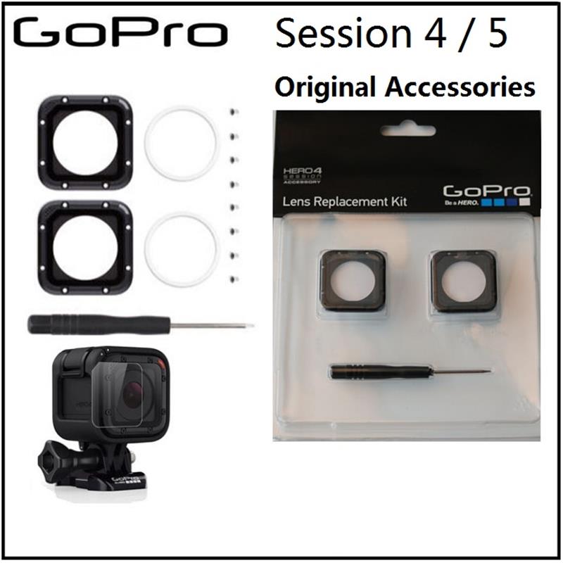 Voor Gopro 100% Originele Lens Protetive Frame/Uv Glas Lens Cover/Cap En Gereedschap Voor Gopro Hero 5 sessie 4 Camera Accessoires