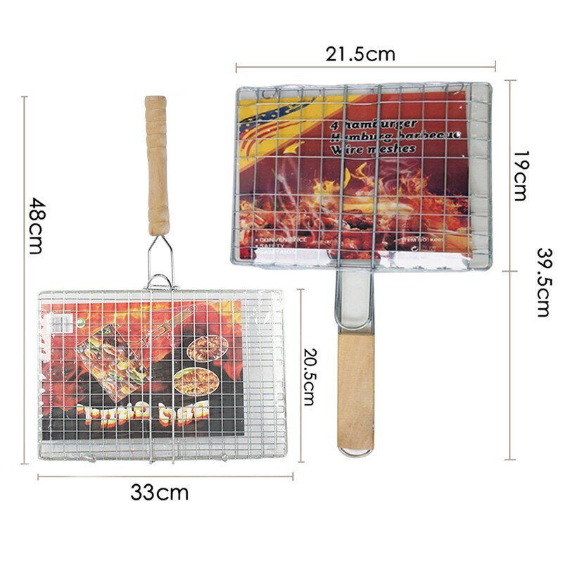 Bærbart rustfrit stål non-stick grillkurv bbq grillværktøj grill mesh bbq net til vegetabilsk bøf kød picnic