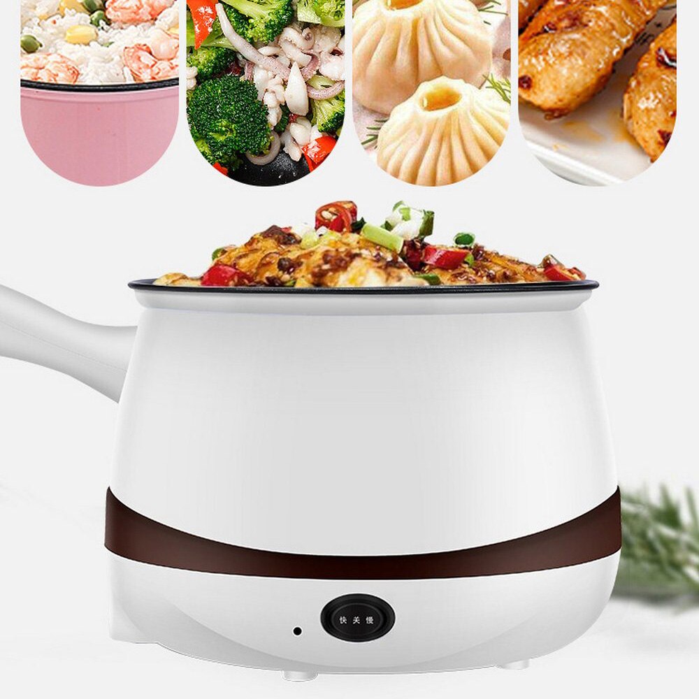 110V Mini Electric Double Layer Pot Multifunction Noodles Cooker Non-stick Skillet Steamed Eggs Soup Rice Cooking Pot