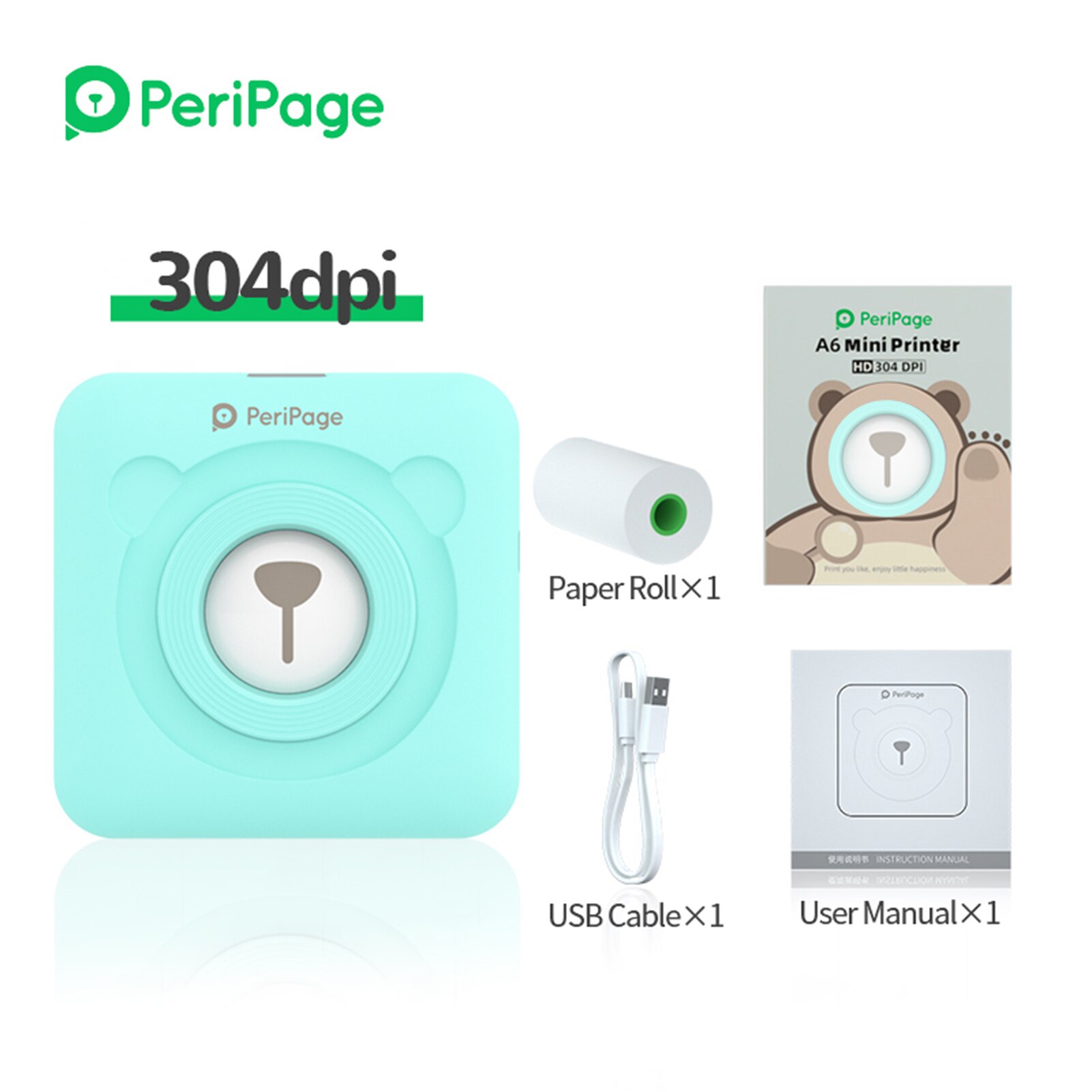 Peripage A6 304Dpi Mini Foto Bluetooth Printer Pocket Photo Printer Marker Voor Mobiele Telefoon Android En Ios Printer papier: green