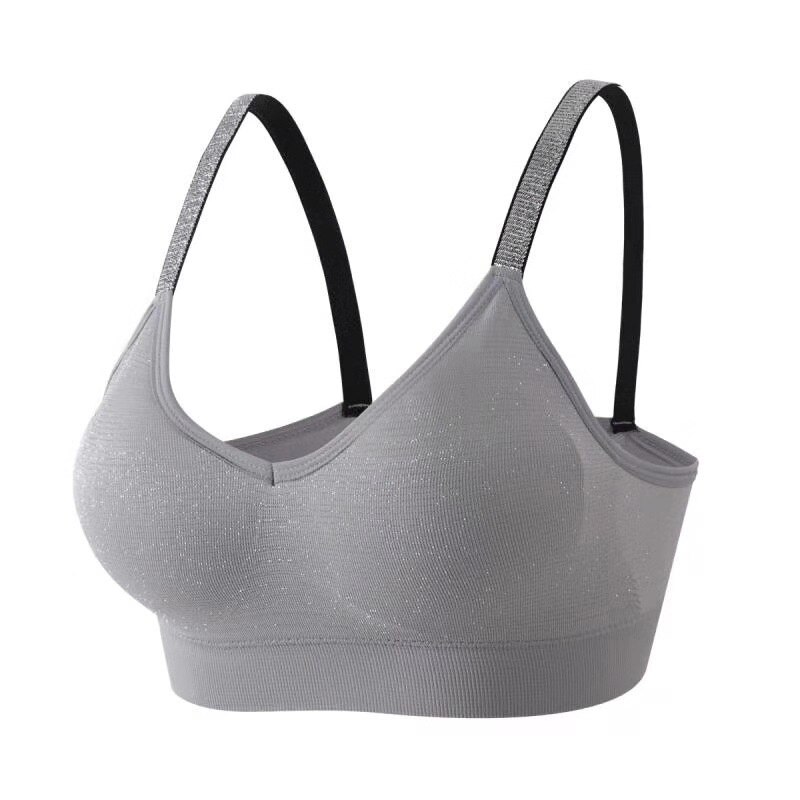 Sujetadores sin costuras para mujer, ropa deportiva de secado rápido, transpirable, para gimnasio, entrenamiento de Fitness, brasieres de Yoga, Top de soporte, ropa activa: gray