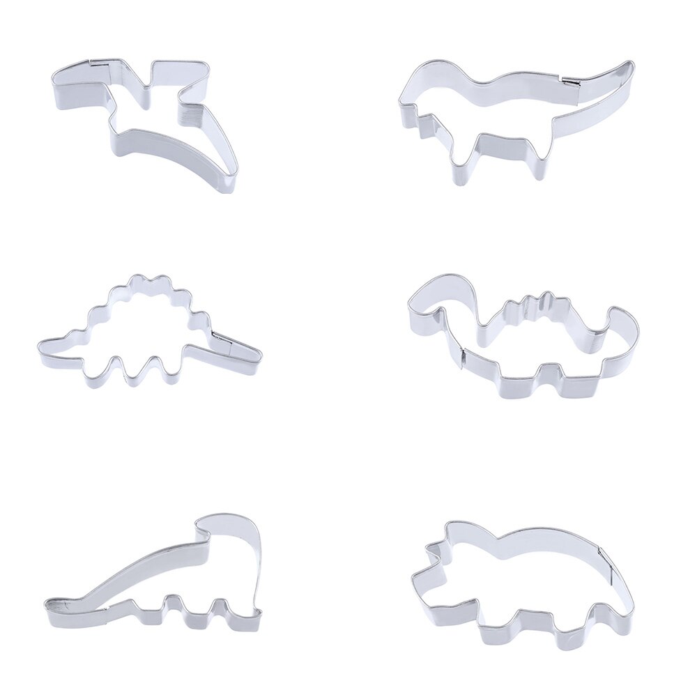 6 stks/set 3D Dinosaurus Cookie Rvs Cookie Decoratie Mold Dierlijke Vorm Cookie Cutters Mold