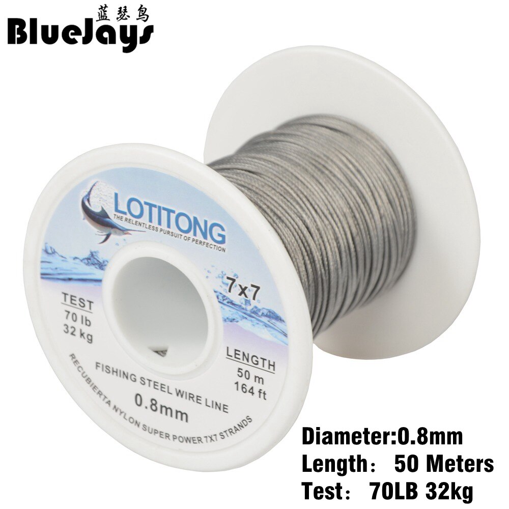 Super Power 70LB-368LB Vissen Staaldraad Lijn 7X7 Strengen Trace Coating Draad Leider Coating Jigging Draad Lood Vis jigging Lijn: 0.8mm 50 meters