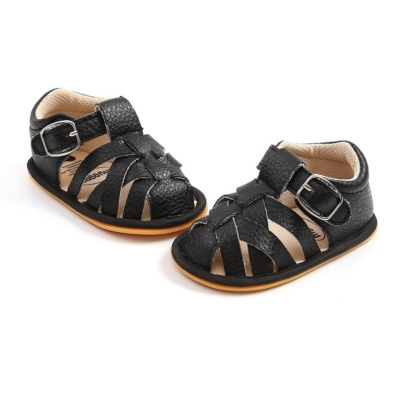 Boutique Baby Baby Jongen Meisje Schoenen Effen Kleur Leer Non-Slip Schoenen Peuter Schoenen Voor Meisjes Zomer Outdoor casual Schoenen: black / 11