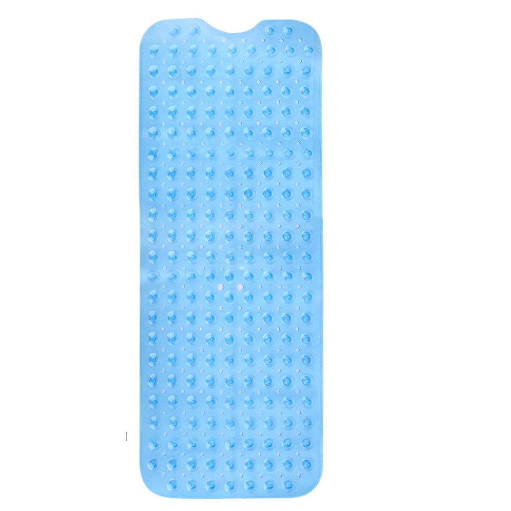 Skridsikker bademåtte rektangel pvc skridsikre badeværelsesmåtter blød massage sugekop antibakteriel bruser bademåtte badekar tæppe: Blå
