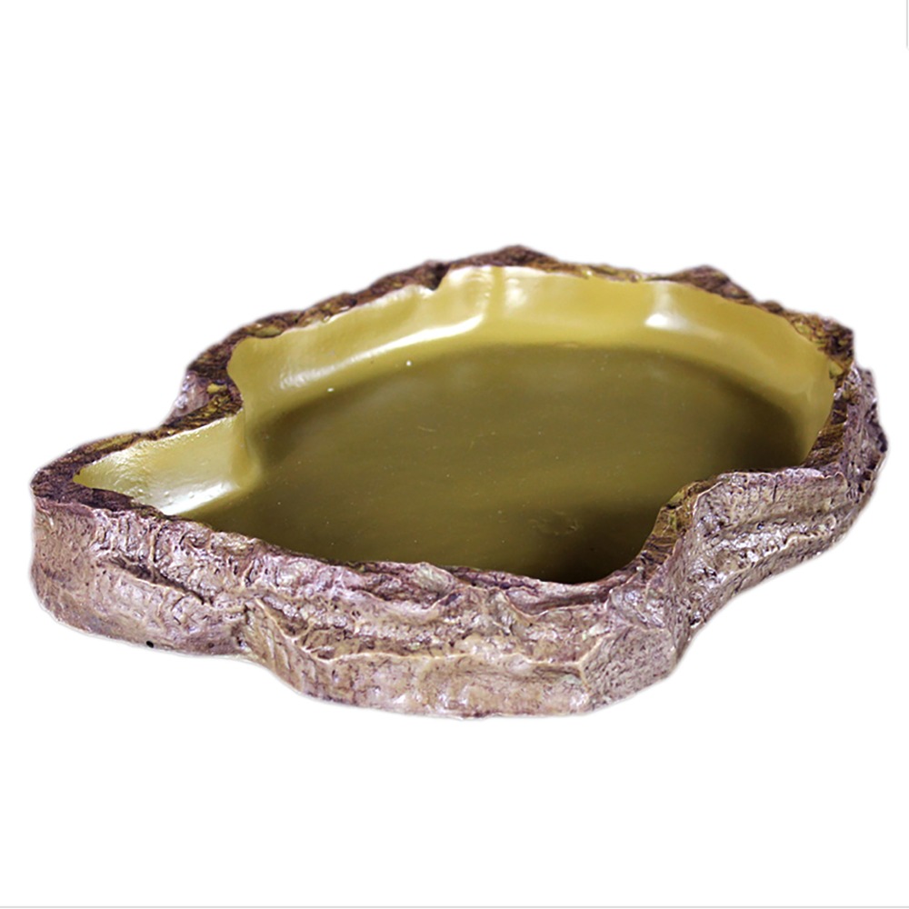 Plato de agua para reptiles e insectos, cuenco de agua, bandeja de alimentación para baño, tortuga Gecko, lagarto, serpiente, Tortuga, patrón de mármol, decoración para terrario grande