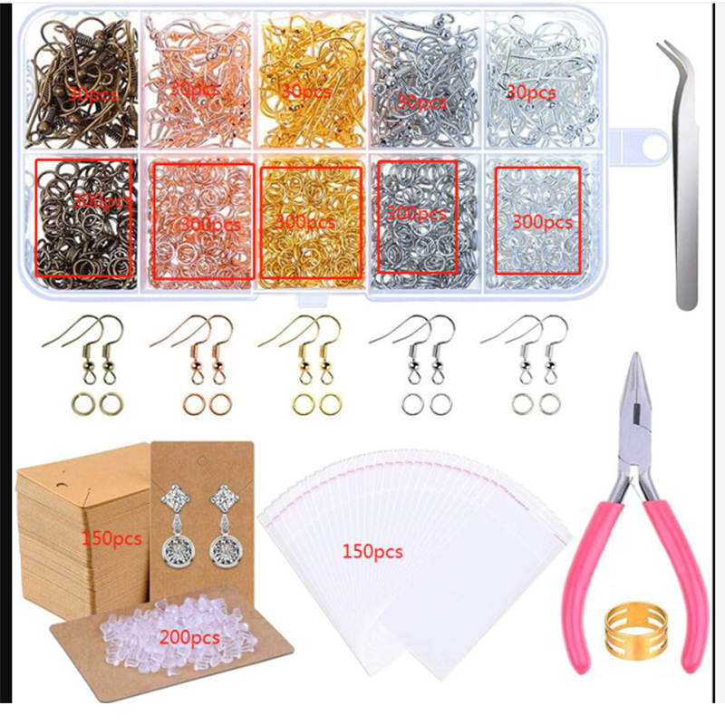 1box Spring Ear Hook Jump Rings Split Rings Earring Hook Earrings DIY Earring Accessories DIY Jewelry Findings Making Kit