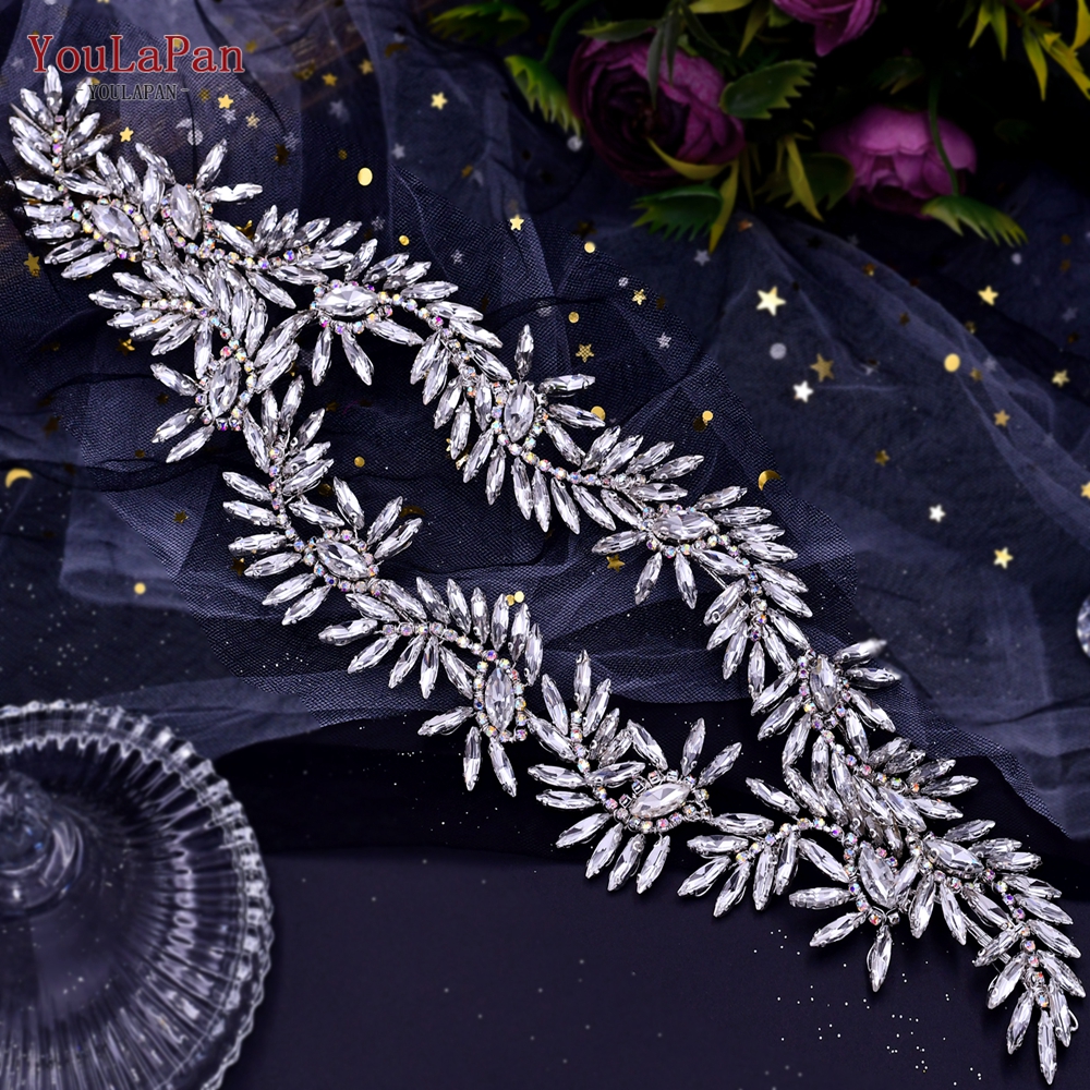 YouLaPan HP304 Luxuriöse Strass Stirnband Silber Hochzeit Kopfschmuck Bling Braut Diademe und Kronen Kristall Braut Headwear: HP407-Silber-