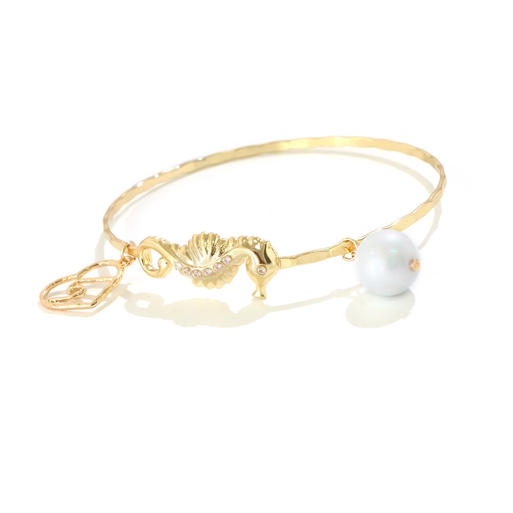 KOMI Diameter 6-10 CM Hawaii Polynesian Pohnpei Chuuk Tonga Glass White Pearl Plumeria Flower Tortoise Man Woman Bracelet Bangle: GJZ391W / 6 cm