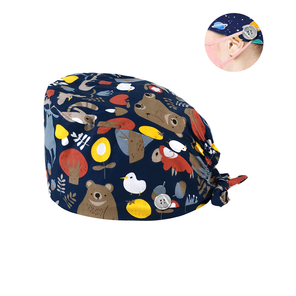 Hc2k12007− bonnet unisexe absorbant la sueur, service de santé pour le travail, chapeau imprimé, nettoyant pour femmes et hommes, couvre-chiens frottés et boutons: hat12060