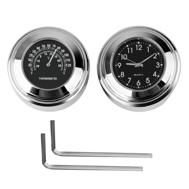Universal 7/8 &quot; vandtæt krom motorcykel styr montering quartz ur ur aluminium lysende ur moto tilbehør