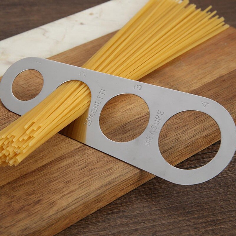 Rustfrit stål pasta spaghetti måler fire-hullers måleværktøj køkken gadget måleværktøj