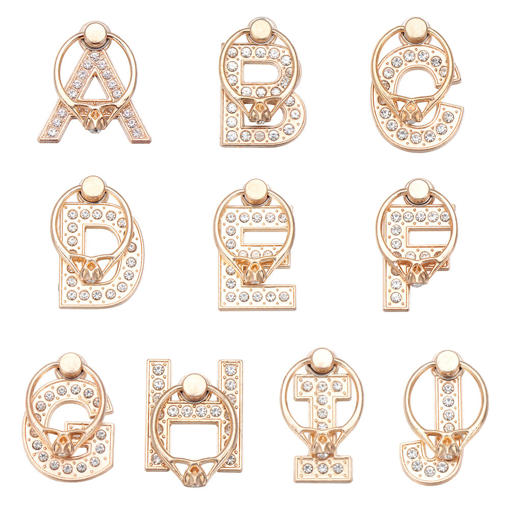 360 Rotation Universal Smartphone A-Z Letter Stand Multi-Function Cell Phone Bracket Alphabet Luxury Diamond Finger Ring Holder