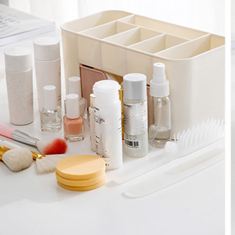 Vanity Drawer Beauty Organizer 6 Compartments with 1 Drawer Cosmetic Storage Box for Home Office Vanities Bathroom Counter-top