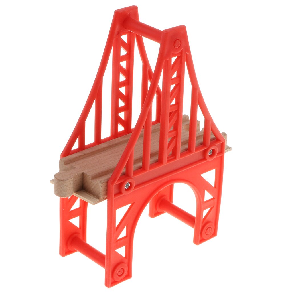 Wooden Train Set Accessories - Suspension Bridge - Wooden Railway Expansion Pack Viaduct Arch Bridge