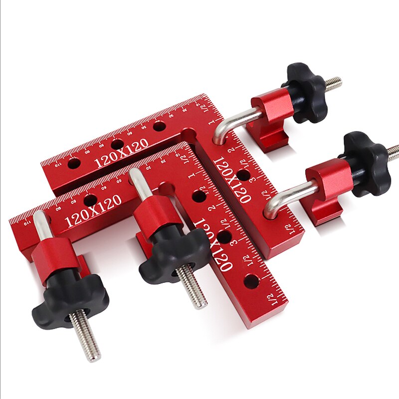 2 PC 90 Degrees L Shaped Auxiliary Fixture Splicing Board Positioning Panel Fixed Clip Carpenters Square Ruler Woodworking Tool: 120x120 set