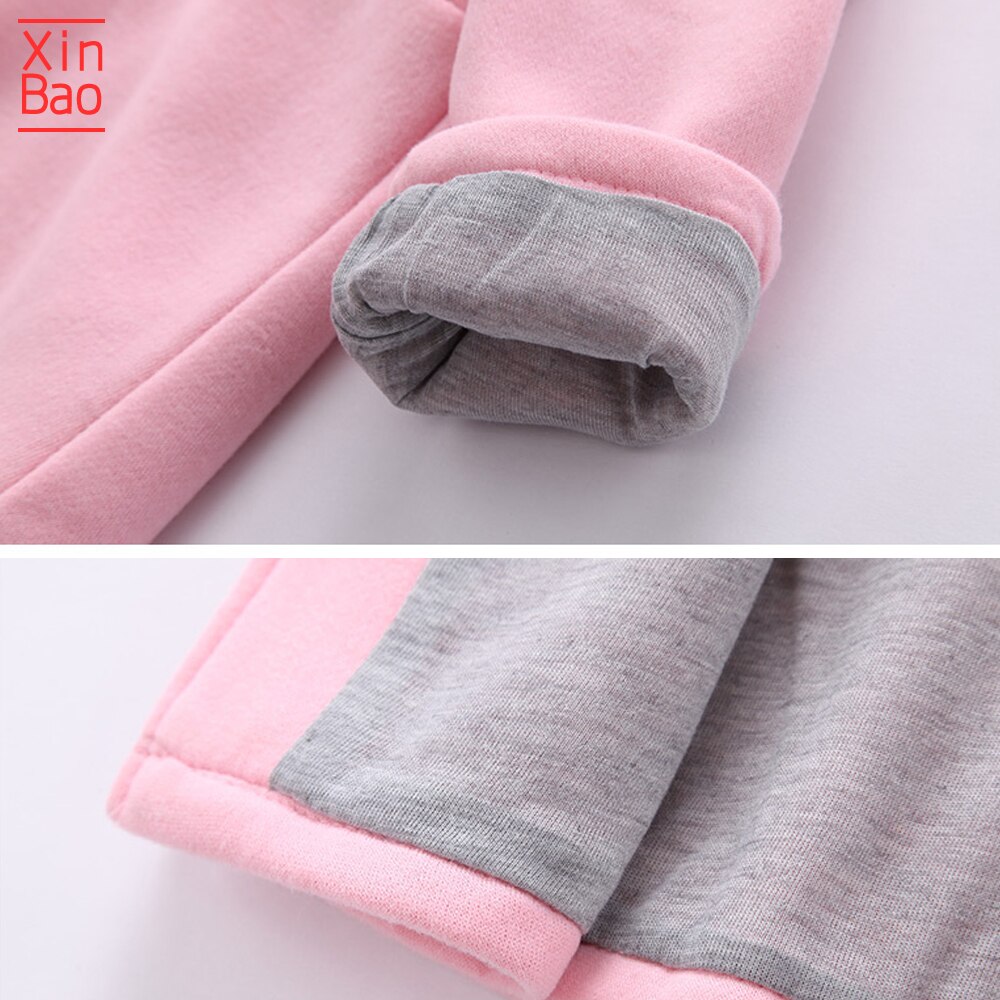 Xinbao meisjesjassen cartoon lange mouwen jas konijnenoor hoodie casual bovenkleding kinderjas babykleding gebreid kinderen