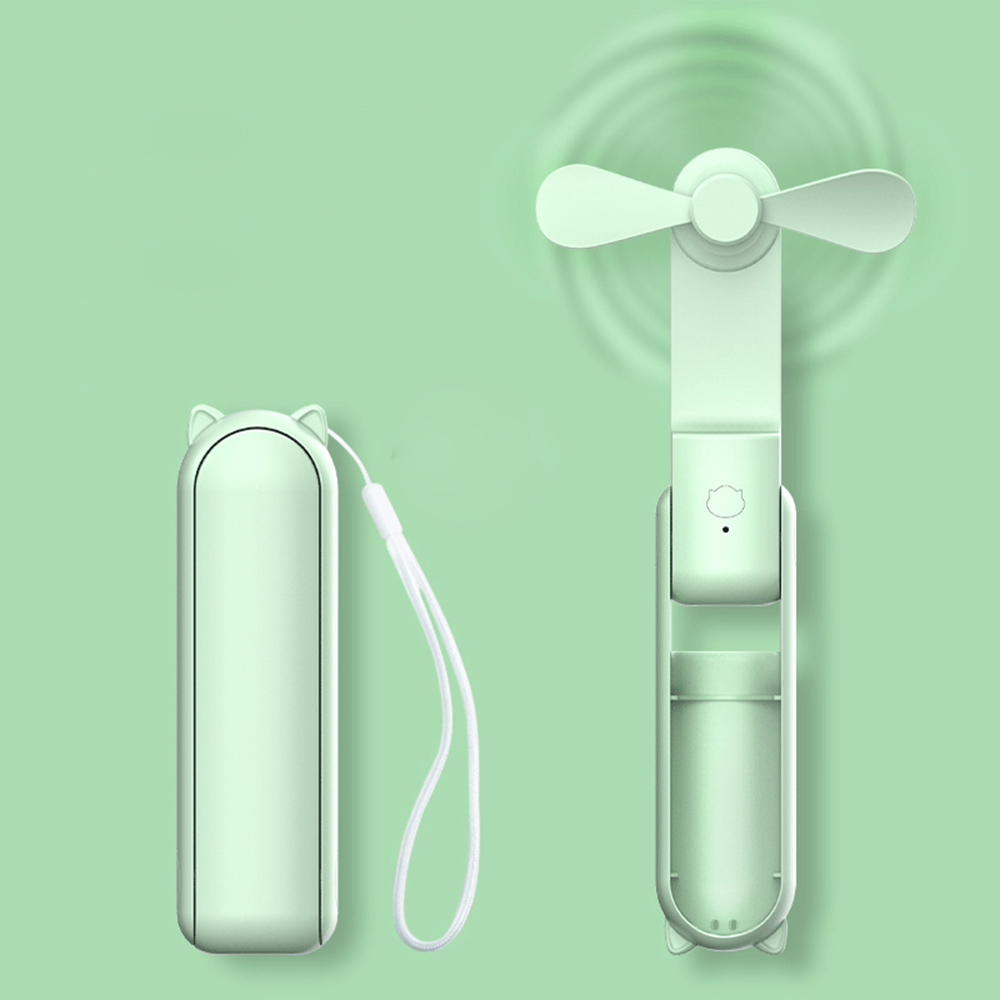Neuer tragbarer kleiner Handventilator, tragbar, , Mini, drei Geschwindigkeiten, verstellbar, einfarbig, zum Aufladen kleiner Ventilator: Licht Grün