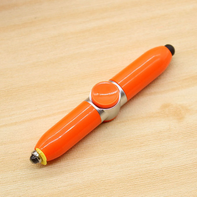Multifunctional Ballpoint Pen Touch/ Rotate/Led Light 3 In 1 Funny Toys Ball Pens Business Office Decompression Student: Orange