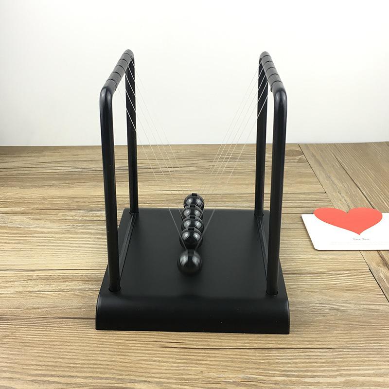 All Black Newton Pendulum Physical Model Chaotic Pendulum Newton's Cradle Office Desk Decoration Accessories Study Supplies