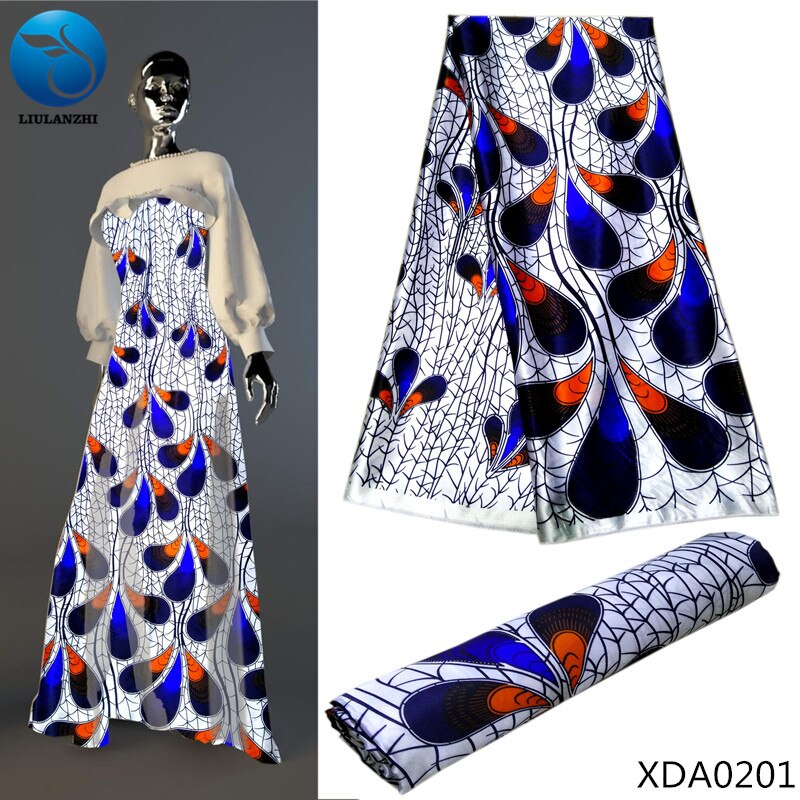 Liulanzhi bedruk afrikaanse satijnen stoffen op rozen bedruk satijnen stof voor jurk imitatiezijde stof 5 yards xda 02: Xda 0201