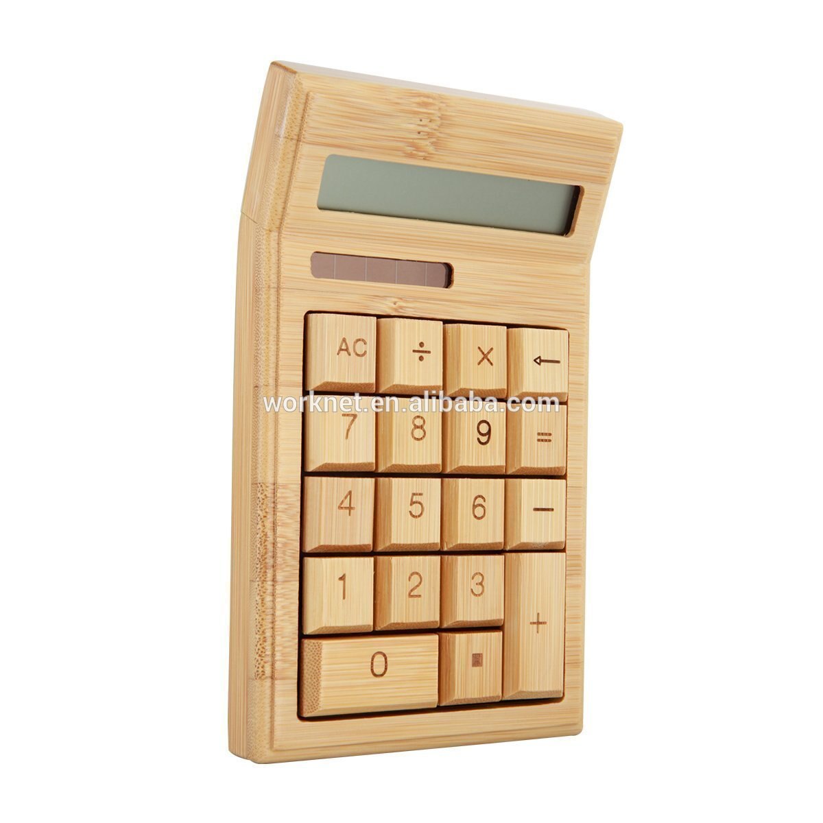 cheap price item 18 keys bamboo wooden solar powered calculator 12 digits