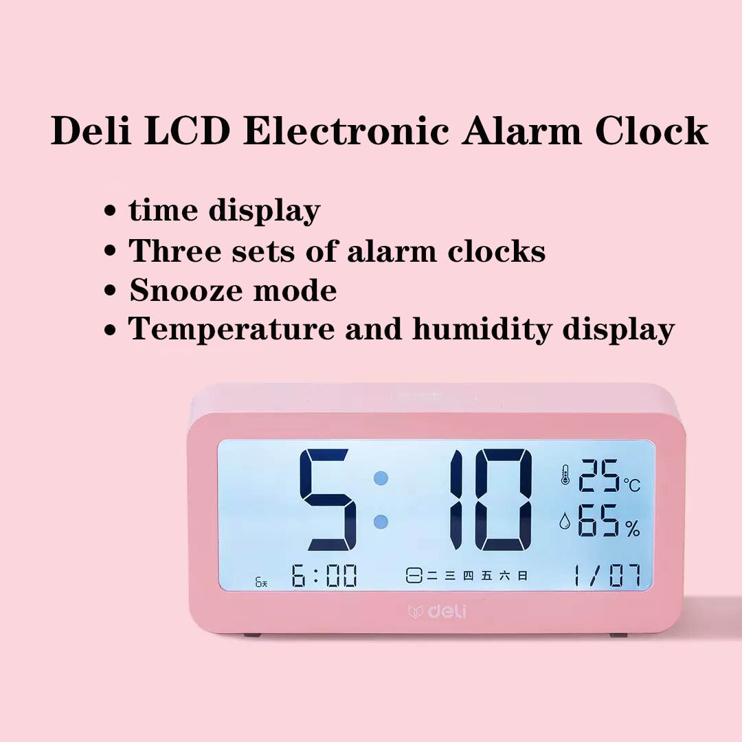 Xiaomi LED Electronic Alarm Clock Digital Clock Temperature and Humidity Monitoring With Backlight Touch ABS 3-color deli Made