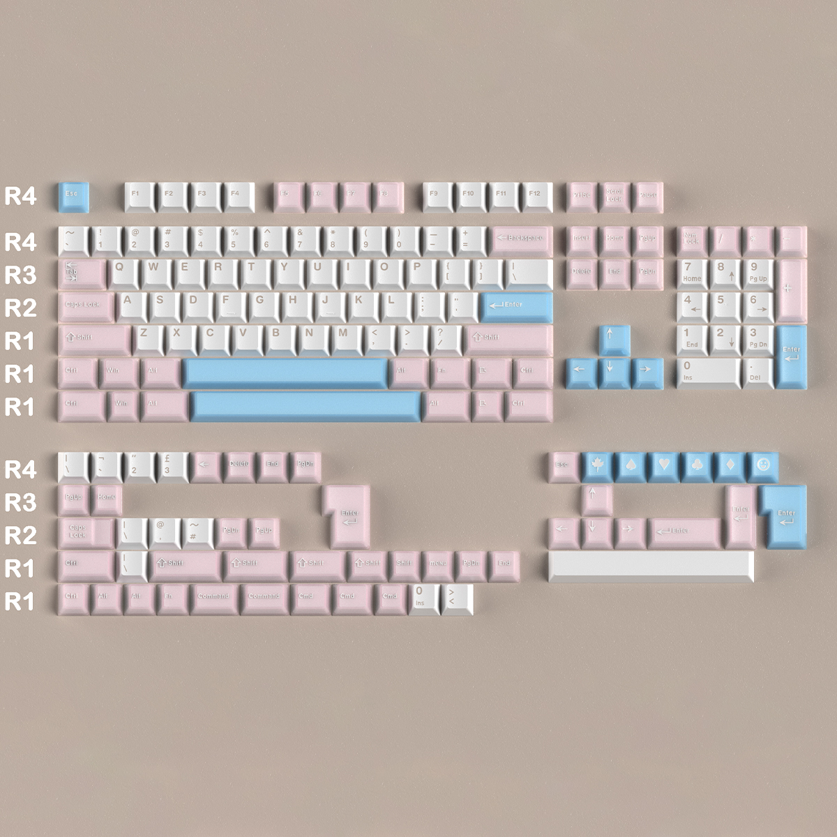 164 taster gennemsigtige taster pbt+pc dobbelt skudt taster cherry profil til cherry mx switche mekanisk tastatur 64/87/96: Beige