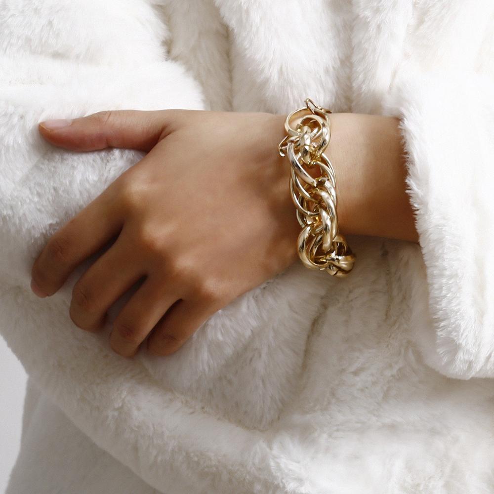 Punk Rock Exaggerated Big Link Geometric Chain Strand Bracelets Jewelry Vintage Metal Statement Bracelets Lady Femme Party