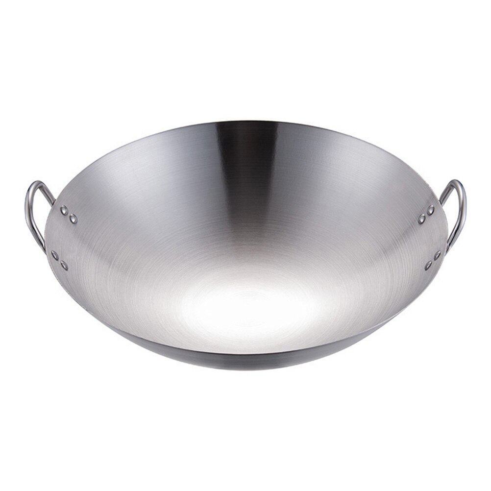 Stainless Steel Double Handle Wok Practical Wok Kitchen Utensil Household Wok