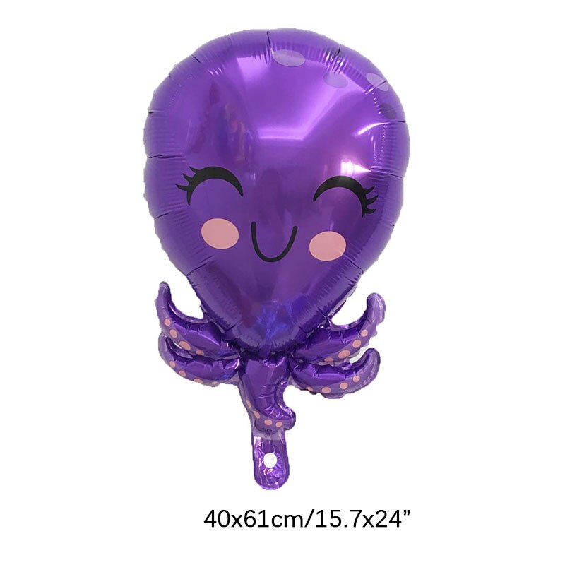 6Pcs Cartoon Seahorse Foil Balloons Crab Dolphin Marine Animal Balloons Kids Octopus Starfish Cosplay Party Props Decor: Octopus