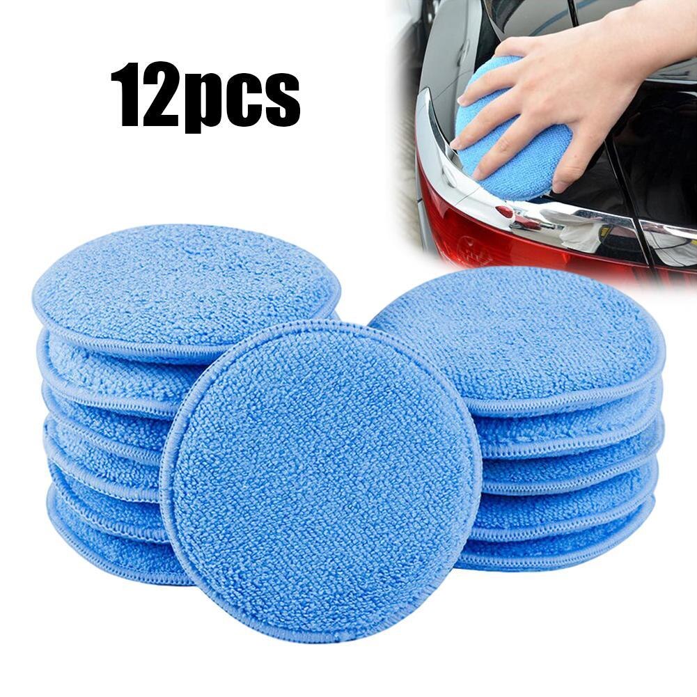 12 stk voks polish voks skum svamp applikator puder biler bil glas rent mikrofiber skum svamp polish voks applikator puder