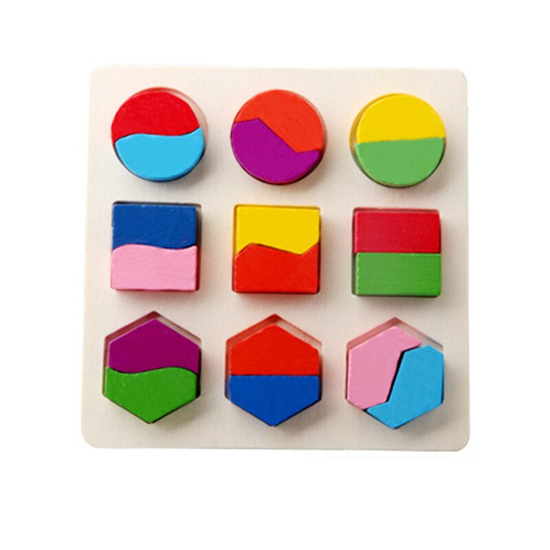 DIY Holz 3D Puzzle Gebäude Geometrische Form Spielzeug Form Lernen Erkenntnis Spielzeug für Baby Kinder Vorschule Bildung Kinder Spielzeug: 12